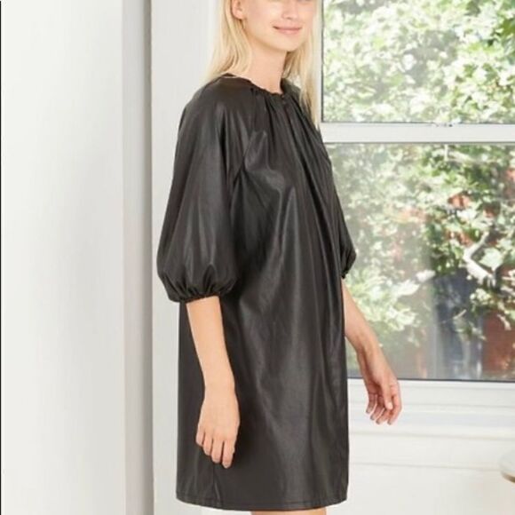 COPY - Who What Wear XXL Jet Black Faux Leather Dress - Picture 3 of 5